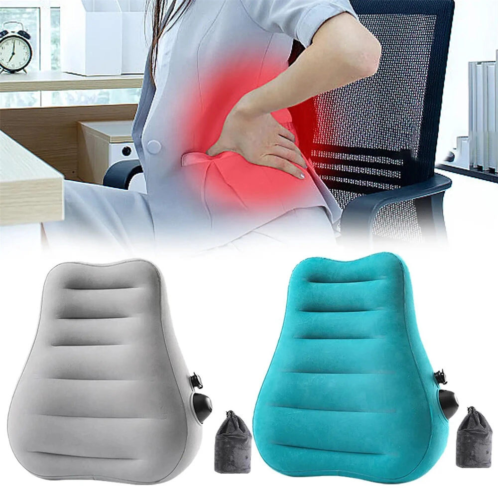 IPRee Ergonomic Inflatable Lumbar Support Pillow, Press Type Cushion, Enhances Back Comfort During Long-distance Flights Trains & Office Use (image for) IPRee Ergonomic Inflatable Lumbar Support Pillow, Press Type Cushion, Enhances Back Comfort During Long-distance Flights Trains & Office Use